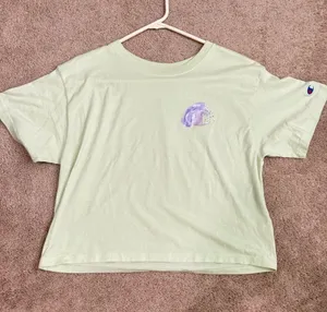 Champion Light Green Crop Tee with Purple Chest Graphic thumbnail 1