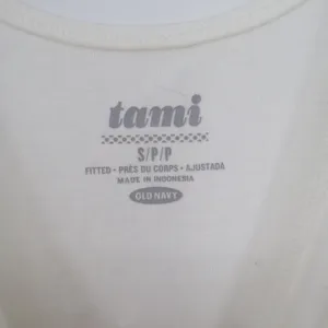 Old Navy Tami Tank Top Womens Small Off White Fitted Cotton Modal Stretch Scoop thumbnail 2
