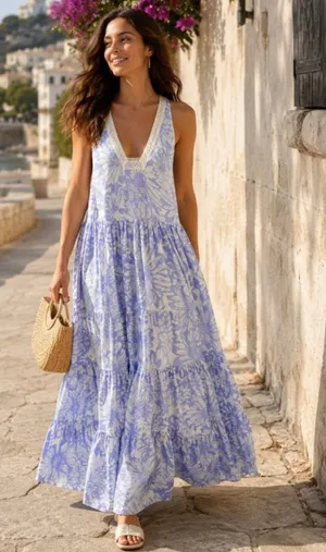 Free People Tiers For You Maxi Dress Purple Women's Size X-Small XS thumbnail 1
