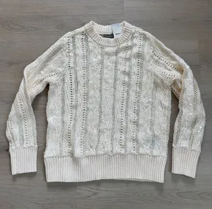 Style & Co. Cream Cable Knit Sequin Crewneck Sweater thumbnail 1