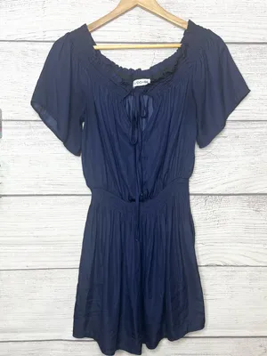 DO+BE Navy Blue Off Shoulder Keyhole Neck Short Sleeve Mini Dress Size Large thumbnail 9
