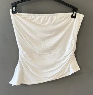 PrettyGarden Womens White Ruched Asymmetrical‎ Strapless Tube Top Size M thumbnail 1