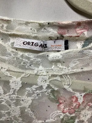 Oragami Floral Lace Mesh top with mini Rhinestone accents size Large thumbnail 11