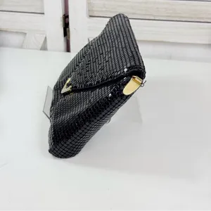 Mesh Chainmail Envelope‎ Clutch Bag Black Evening Party thumbnail 2