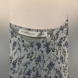 Altar'd State Light Blue Floral Tiered Babydoll Dress thumbnail 4