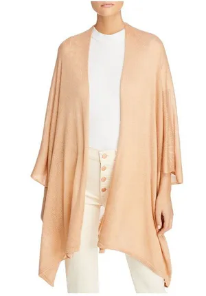 NWT Aqua Womens Lightweight Elbow-Sleeve Ruana 492821 Camel Brown thumbnail 1