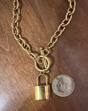 Gold plated tarnish free bracelet with fashionable lock thumbnail 1