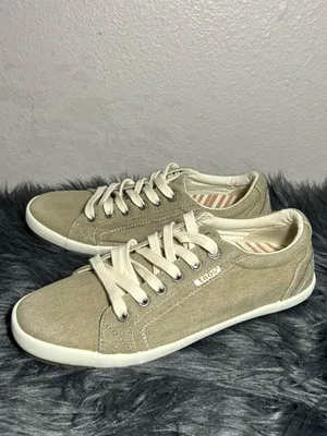 Taos Footwear Star Oat Wash Canvas Beige Canvas Lace-Up Women's Sneaker Size 8.5 thumbnail 5