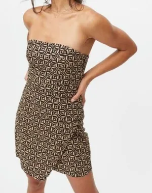 Urban Outfitters | OU Juliette Geo Wrap Strapless Mini Dress, Black | Medium‎ thumbnail 1
