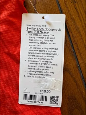 Lululemon Swiftly Tech Scoopneck Tank 2.0 Race Length Cherry Ember Size 10 NWT thumbnail 3