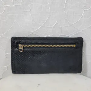 See By Chloe Checkbook Wallet 7.25" Black Soft Embossed Leather Bi-Fold Clutch thumbnail 7
