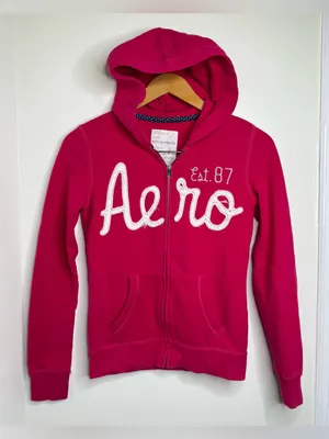 2011 Aeropostale Zip Hoodie Sweatshirt Jacket Hot Pink Size Small Y2K Style thumbnail 1