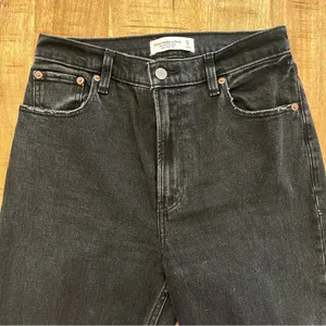 Abercrombie & Fitch‎ Ankle Straight Jeans 27 4 Ultra High Rise Black Distressed thumbnail 3