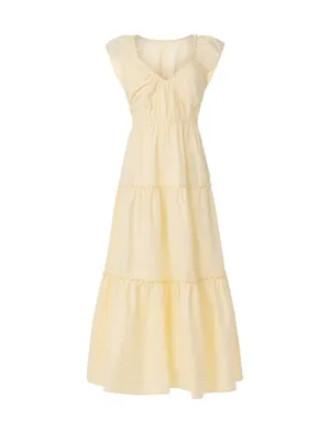 Derek Lam 10 Crosby x RTR Tiered V-Neck Dress in Butter yellow 4 Womens thumbnail 10