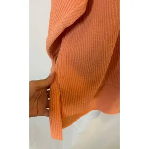 Aerie waffle knitted Women's sweater oversized sweater Orange Coral sz. M thumbnail 5