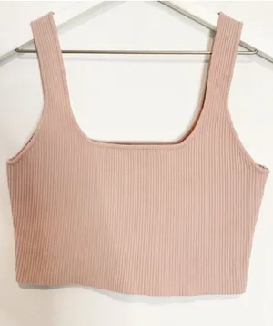 Glassons Square Neck Rib Tank Large Clean Girl Quiet Luxury Streetwear Basic Top thumbnail 1