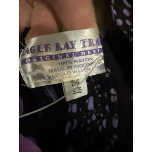 Eagle Ray Traders Ofsa Purple Rayon Romper Batik India Size XL thumbnail 6