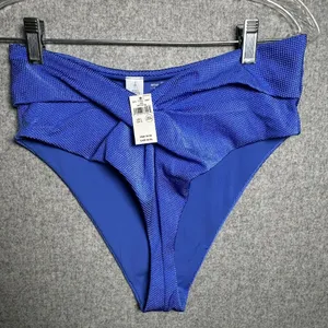 Aerie Large‎ High Cut Cheeky Swim Bikini Bottom Blue Summer NWT Bathing Suit thumbnail 1
