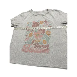 Let Yourself Blossom Floral Graphic T-Shirt‎ Heather Grey Short Sleeve XL thumbnail 3