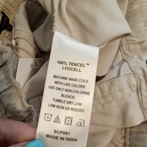 Quince Vintage Wash Tensel Drawstring Cargo Womens Pants Shale Color Sz Large thumbnail 6