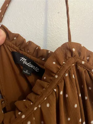 Madewell‎ Brown Polka Dot Tiered Midi Dress thumbnail 6