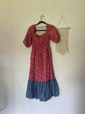 House of Harlow 1960 Smocked Puff Sleeve Floral Midi Dress thumbnail 4