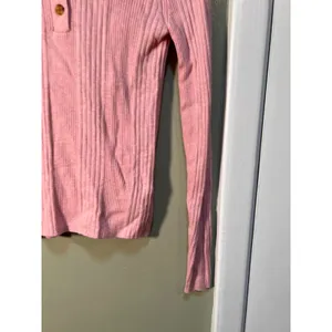 Gap Womens Size Small Ribbed Polo T-Shirt Henley Pink Heather Long Sleeve Ribbed thumbnail 7