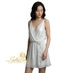 Flora Nikrooz Wedding Sleeveless V-Neck Mini Slip Dress White Medium thumbnail 8