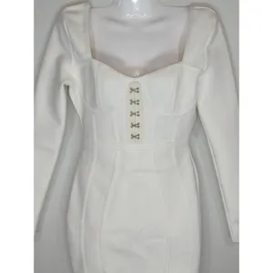 Band of Stars Bodycon Dress‎ White Sweetheart Neck Party Cocktail NWT thumbnail 3