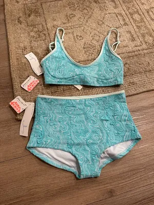 SEEA x Free People Maggie Bikini Top with Flor Bottom in Disco Blue Medium/Small thumbnail 4