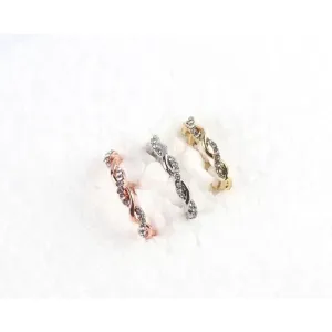 NEW 14k Rose Gold-Plated S925 Simulated Diamond Eternity Twist Ring, Size 7.5‎ thumbnail 3