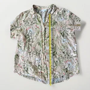 J. Jill Floral Cream Red‎ Green Peach Button Down Shirt Top S Cotton Silk thumbnail 8