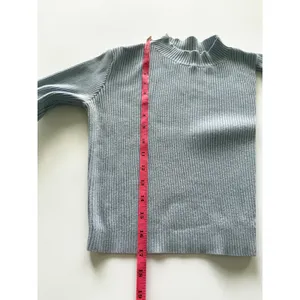 John Galt Light Blue Ribbed Mock Neck Cropped Sweater Long Sleeve‎ One Size thumbnail 6