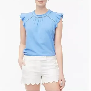J.Crew White Scalloped Hem Linen Cotton Blend Shorts Women Sz. 4 Nautical Preppy thumbnail 11