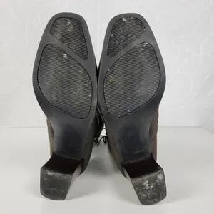 Vintage Toe Warmers Canada T03639 Winter Boots Sz 9 Brown Nylon Side Zip Lace Up thumbnail 8