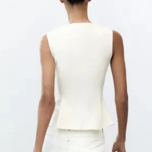 Zara NWT ivory zipper front peplum top thumbnail 7