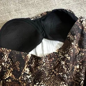 Motherhood Maternity Snake Print Brown Black Strapless Swim Top Medium thumbnail 4