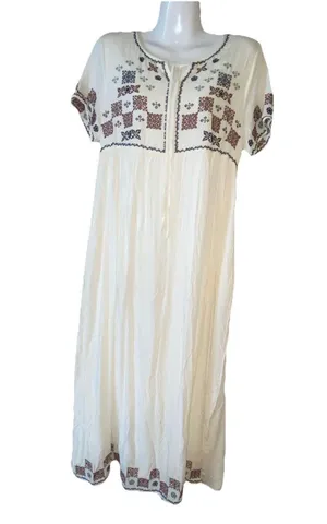 Piper And Scoot L Dress Women’s Cream Floral Embroidered Maxi Cottage Core thumbnail 1