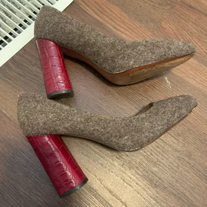 Coach Sandbordeaux Felt Croc Pump Heel formal classic fall round toe logo $250 thumbnail 6