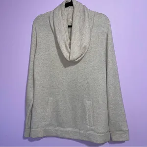 J Crew Cowl Neck Sweater Women L Wool Blend Neutral Coastal Pocket Preppy Knit thumbnail 2