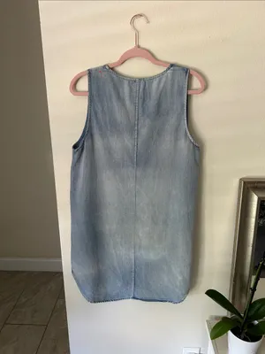 Cupshe Everyday Denim v neck boho western cotton pop over Mini Dress L thumbnail 4