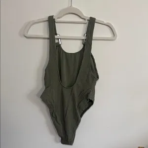 Aerie Birthday Crinkle Scoopneck One Piece Green Shimmer Swim NWT thumbnail 7