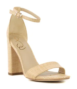 Sam‎ Edelman Yaro Block Heel Sandals 9.5W New Nude Raffia Textured thumbnail 1