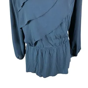 Deletta Alee Anthropologie Black Ruffle Long Sleeve Peplum‎ Top Womens Medium thumbnail 3