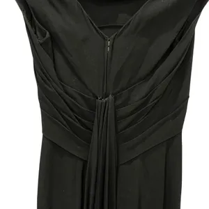Vintage Kathleen Inc Dress Womens Size Medium Black Maxi Sheath Ruched Pleated thumbnail 9