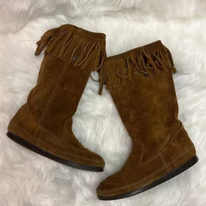 Minnetonka brown suede fringe mid calf boots‎ Size 6 B32 thumbnail 2