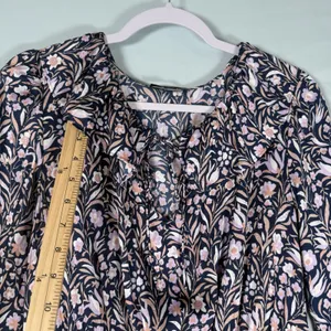 J Crew Dress Size-M Women Mini Dress Navy‎ Purple Smocked Waist Floral Fields thumbnail 6