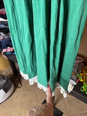 Alya Anthropologie Emerald Green Sleeveless Lace Hem Midi Dress Medium Boho thumbnail 10