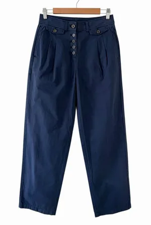 J. Crew Pleated Button Front Pants in Chino Navy Blue Size 2 NWT thumbnail 1