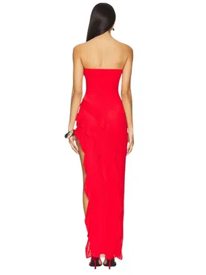 AFRM x REVOLVE Siobhan Dress in Risky Red Small New Womens Strapless Long Maxi thumbnail 2